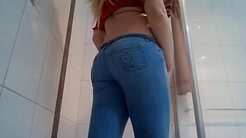 Preview 1 of Blood Analy Xxx - Clothed Sissy Femboy Takes Shower