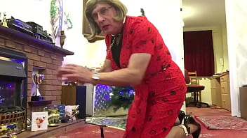 Preview 4 of Teenage Son Sex His Mom - Red Dress on Lead - Johanna Clayton