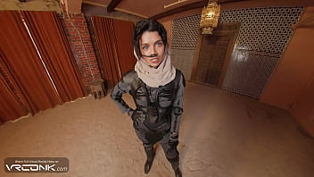 Preview 2 of Train Pickup - VR Conk: Brunette Chani In Uniform Rides Atreides&#039_ Huge Cock In Dune Cosplay Parody pt.3