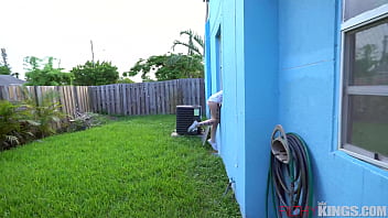Preview 1 of Nevada Thamos - Hot Teen Kat Gets Caught Sneaking Around the Back Yard