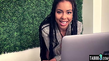 Preview 1 of Muti Xvxxcom - Small titted skinny ebony teen Kira Noir masturbating during watching porn