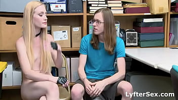 Preview 1 of Biosexual Mmf Threesome - Teen Girlfriend Fucked Because Her Boyfriend Shoplifted