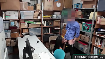 Preview 3 of Air Nozel - Sexy Ebony Thief Sucking Big Cock to Avoid Jail - Teenrobbers.com Daya Knight