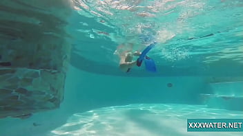 Preview 3 of Sex Student Canada - Hot brunette slut Candy swims underwater