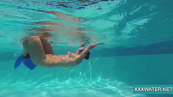 Preview 4 of Sex Student Canada - Hot brunette slut Candy swims underwater