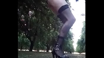Preview 2 of X Nvideos - Crossdresser Walking in the almond orchard