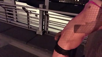 Preview 4 of Bound Squirting Fuck - Amateur Crossdresser in public garage