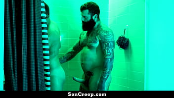 Preview 1 of Xxxvidioo - Stepdad and Stepson Getting Cooled Down by Sharing the Cold Shower - Soncreep