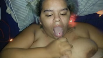 Preview 3 of Amercan Porn Star - Amateur Thick Latina Bbw Jerks Out Cum On Her Face!! Nasty Facial For Chubby Young Cum Dumpster!
