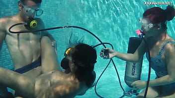 Preview 2 of Best Anal Star - Candy and Lizzy fuck Mike underwater