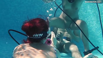 Preview 3 of Best Anal Star - Candy and Lizzy fuck Mike underwater