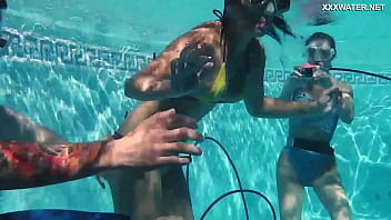 Preview 1 of Best Anal Star - Candy and Lizzy fuck Mike underwater