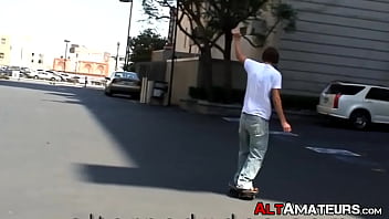 Preview 1 of Wife Accept Dp Firts Time - Horny long haired emo skater playing with his thick dick