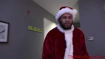 Preview 1 of Gay Escort Filmed - Young ebony gets rough sex by Santa