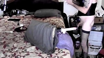 Preview 4 of Nice Emomsex - trying out the sex machine while standing almost weak in the knees