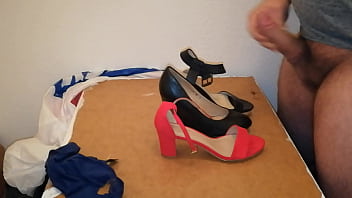 Preview 4 of Stand Position Fucking - Cumming on three shoes - Pumps and wedges