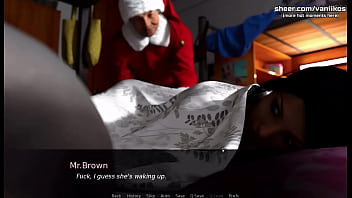 Preview 1 of Swallow Edging Blowjob - Anna Exciting Affection[Christmas Gift] | Hot teen student with a gorgeous big ass and huge tits fucks at Christmas with two old man teachers for better grades | My sexiest gameplay moments