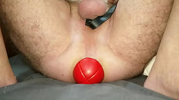 Preview 3 of New Zeland Xxx Grils Videos - Huge 12cm wide Football sliding out of my Stretched Ass up close.