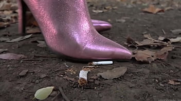 Preview 4 of Rossy Ray - Crush by trampling a cigarette with long boots