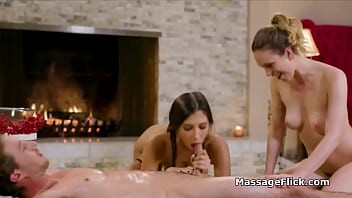 Preview 4 of Sexey Mms - Oily FFM cock milking massage threesome
