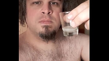 Preview 1 of Blackdog Sex - Drinking my own cum from a shot glass