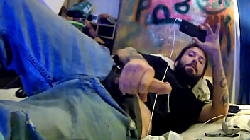 Preview 3 of Norwayn Mom Sleep Son Fuk Hindi - Hot tattooed guy stokes and cums! Pandemyekk is a beast!