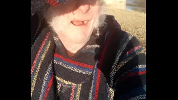 Preview 1 of Hjbnv Dv - Naked Driver pisses his light sweat pants while walking barefoot in snow