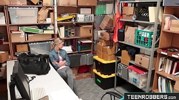 Preview 1 of Sixy Ches - Guard Licking Teen Thiefs Pussy At Office - Teenrobbers.com Emma Hix