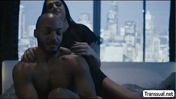 Preview 1 of Accident Nipple - TS Khloe kneels and sucks husbands BBC