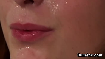 Preview 1 of Control My Dick - Horny bombshell gets cumshot on her face swallowing all the jizz