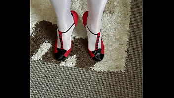 Preview 2 of Indian Aunty Pin - My shiny white stockings and nice shiny heels