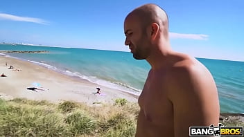 Preview 1 of Harmony Tits Sucked - BANGBROS - Brunette PAWG Claudia Bavel Fucks Potro De Bilbao In Public To Spite Her Boyfriend