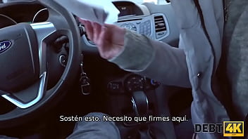 Preview 3 of Sex Video Yong - DEBT4k. Bonita camarera recibe buena paga por sexo con rico extra&ntilde_o