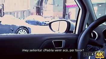 Preview 1 of Sex Video Yong - DEBT4k. Bonita camarera recibe buena paga por sexo con rico extra&ntilde_o