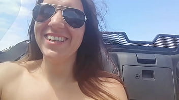 Preview 4 of Donkey Meeting - Sports Car Top Down Flashing My Tits and Pussy Off