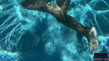 Preview 2 of Iris Von Hyden - Ebony MILF model Ana Foxxx dips naked in a big pool and looks so hot