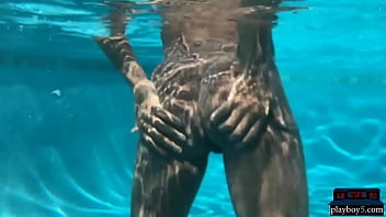 Preview 3 of Iris Von Hyden - Ebony MILF model Ana Foxxx dips naked in a big pool and looks so hot