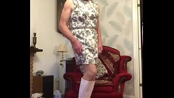 Preview 4 of Asian Chubby Boys - White Boots &amp_ Bodycon Dress - Johanna Clayton