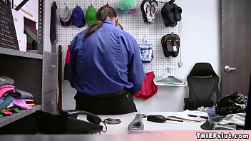 Preview 1 of Girl Cum Shows - Madison Haze gets caught stealing at the self checkout counter