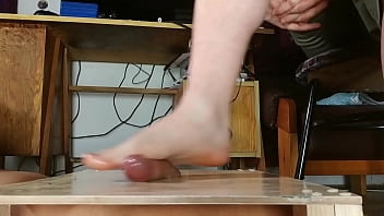 Preview 2 of Japaness Sucking Boobs - Big cumshot with male bare feet footjob HD