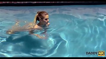 Preview 2 of Dog Prun Hup - DADDY4K. Ninfa flaca copula con el padre de BF en la piscina
