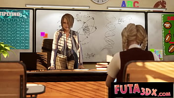Preview 1 of Young Dogg Style - Futa3DX - Hot FUTA Teacher Shoves Her Huge Dick In Blonde Babe