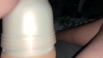 Preview 4 of Mell Fist - Horny boy cums with Lana Rhoades Fleshlight while home alone