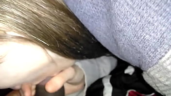 Preview 1 of Wife Amaturw - White girl sucking big black dick.. nutted in her mouth when she turns away