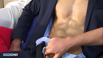 Preview 2 of Alone Girl Fuck By Thief - In suit handsome banker gets wanked his big cock by guys in spite of him.
