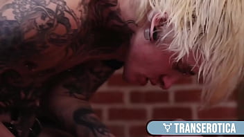 Preview 3 of Korea 4k - Busty TS Aphrodite Adams &amp_ Blond FTM Austin Spears In A Strap-On Fuck!