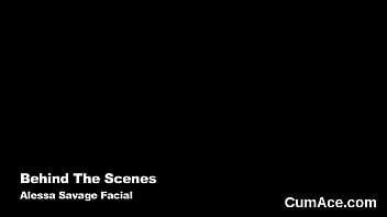 Preview 4 of Cumshot Beard - Horny peach gets cumshot on her face swallowing all the cream
