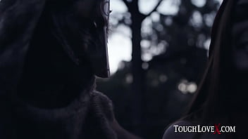 Preview 2 of Girls Sits Down On Cock - TOUGHLOVEX Red Riding Hood Scarlett Mae meets Werestud