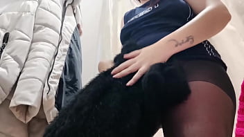 Preview 3 of Helaine Azevedo Vdeo 2 - Your beautiful Italian at Christmas shows you her ass in pantyhose in a clothing store