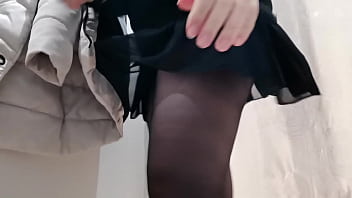 Preview 1 of Helaine Azevedo Vdeo 2 - Your beautiful Italian at Christmas shows you her ass in pantyhose in a clothing store